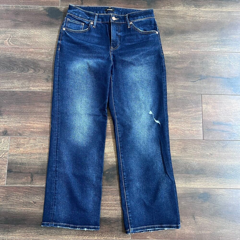 Express Size 4 Midrise Dark Wash 90's Ankle Bootcut Jeans Lightly Distressed